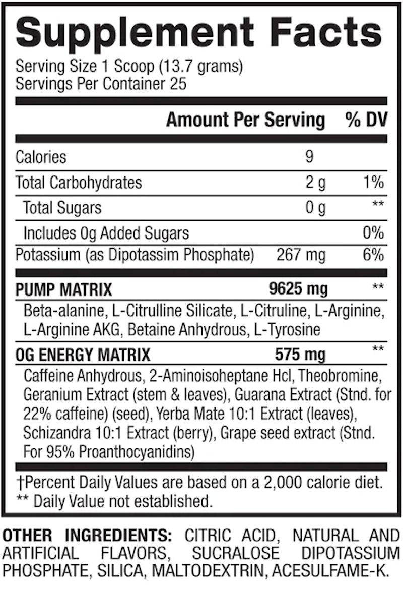 1.M.R OG Pre-Workout Formula 1 facts