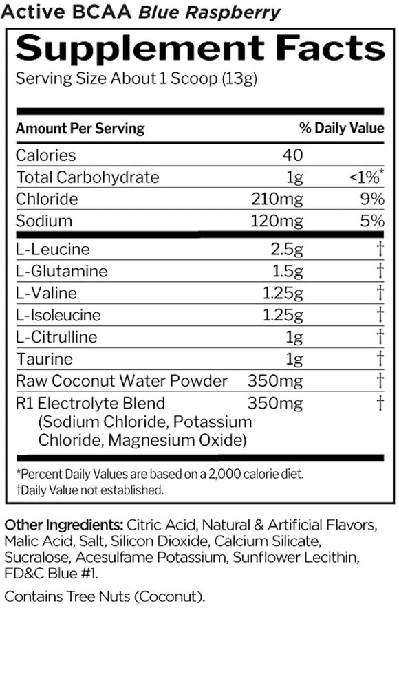 Rule One Active BCAA+ Hydration 30 servings fact
