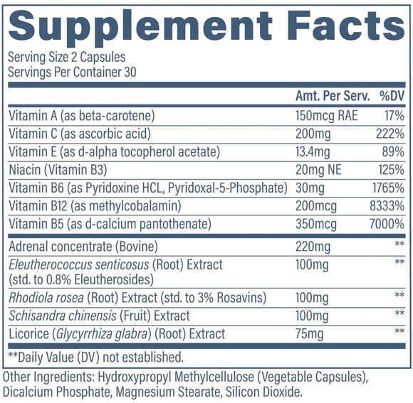 AdrenalCORE | Adrenal Health 60 Veg Capsules facts