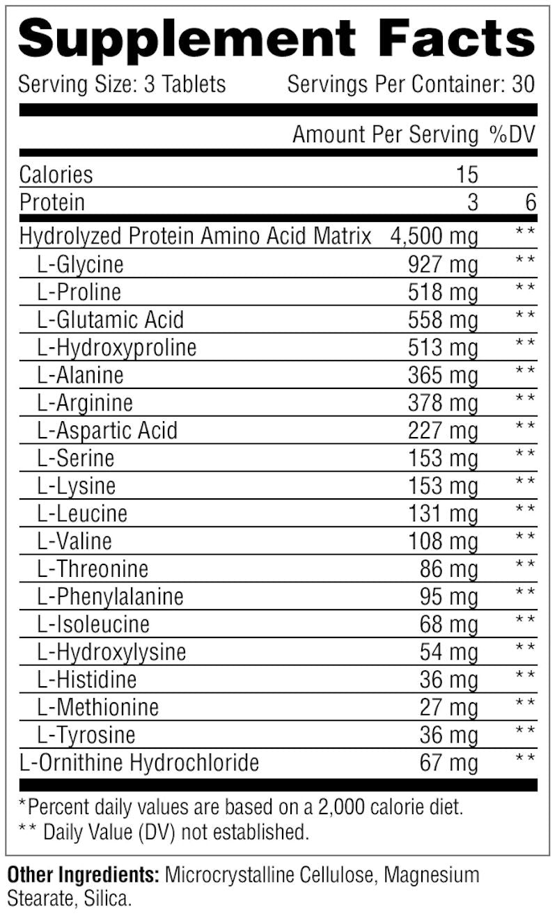 Metabolic Nutrition Amino 4500 1500mg fact