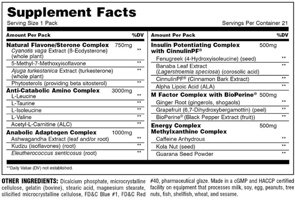 Animal M-Stak Universal Nutrition facts
