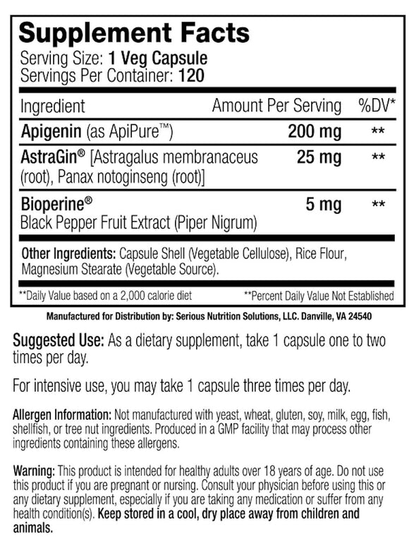 Serious Nutrition Solutions Apigenin XT fact
