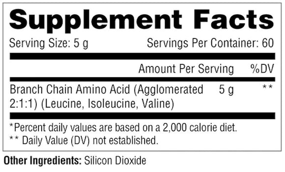 BCAA powder 60 serving Metabolic Nutrition fact