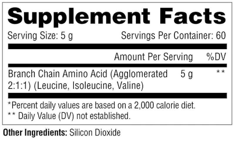 BCAA powder 60 serving Metabolic Nutrition fact