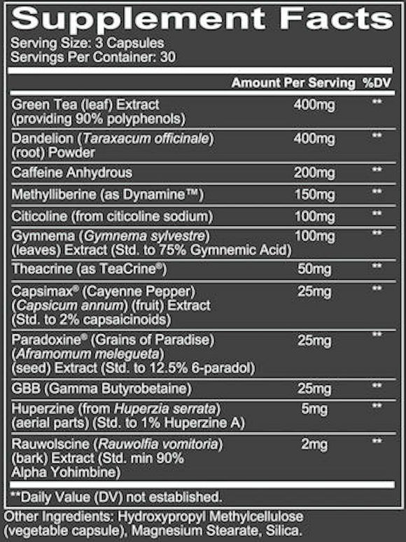 Redcon1 C-Burn Extreme Fat Burner 90 Caps fact
