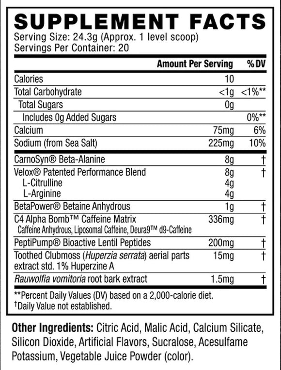 AlphaBomb Cellucor C4 fact