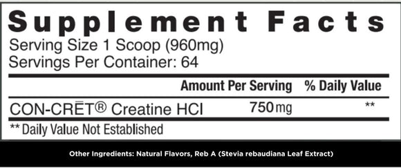 Con-Cret Creatine HCI 64 servings fact