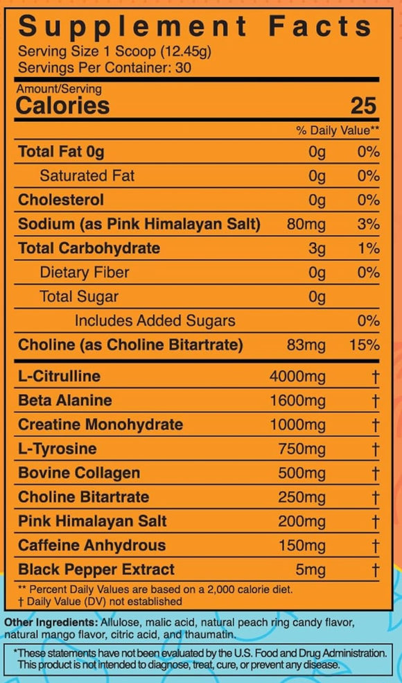 Bullfit Cowabunga Pre-Workout - Peach Mango 30 Servings