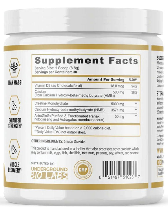 Panda Supps Creatine + HMB Lean Mass Muscle back
