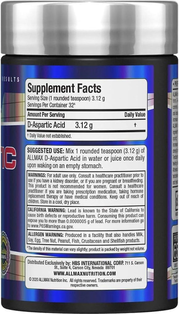 ALLMAX D-Aspartic Acid back