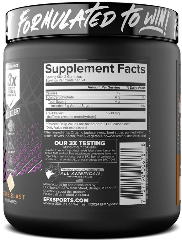 EFX Sports Kre-Alkalyn Creatine Gummies fact
