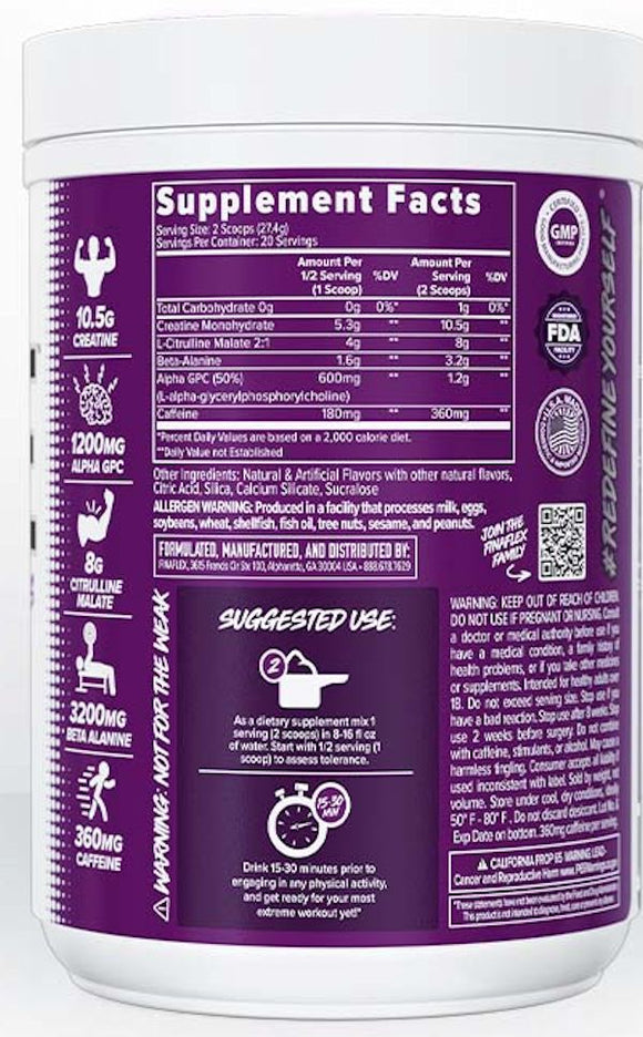 Finaflex Engage Pre Workout back