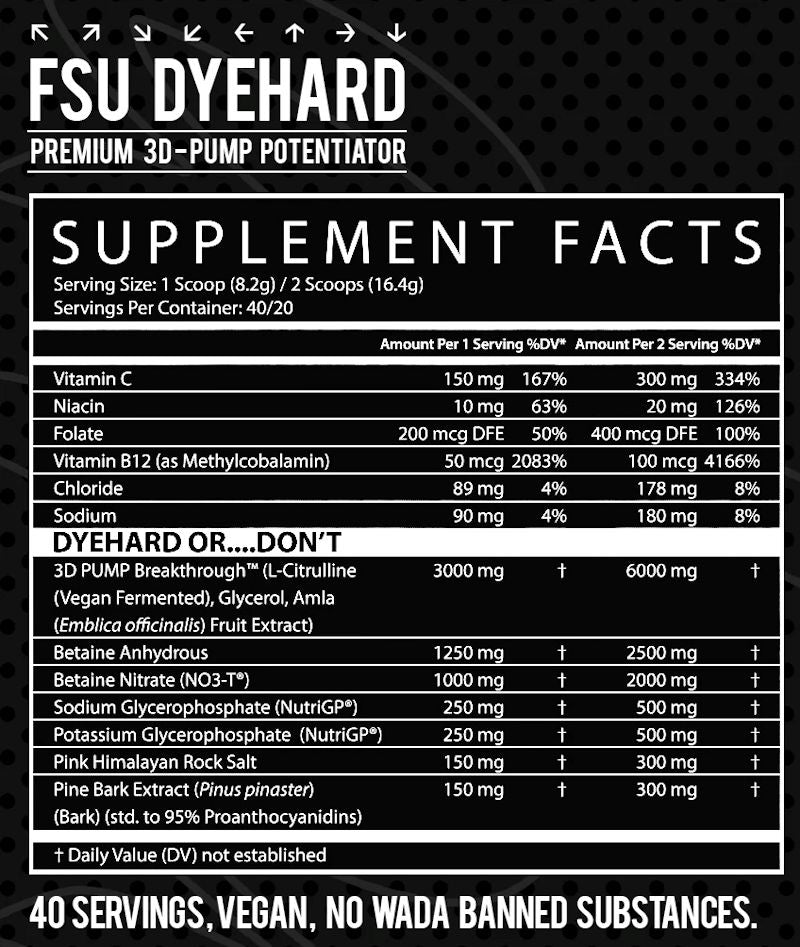 Inspired Nutraceuticals FSU Dyehard 40 servings