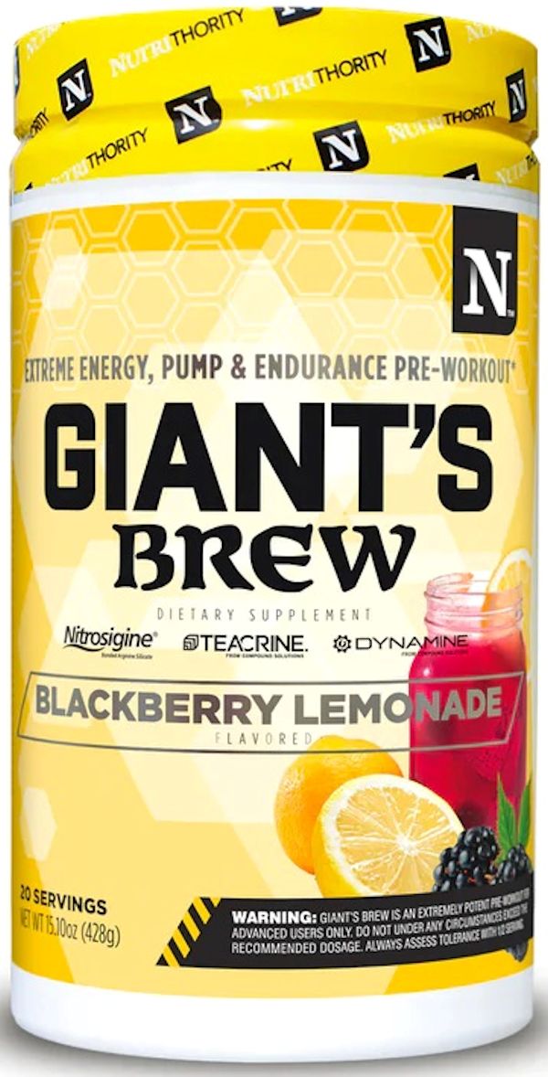 Nutrithority Gaint's Brew Intense Pre-Workout lemonade