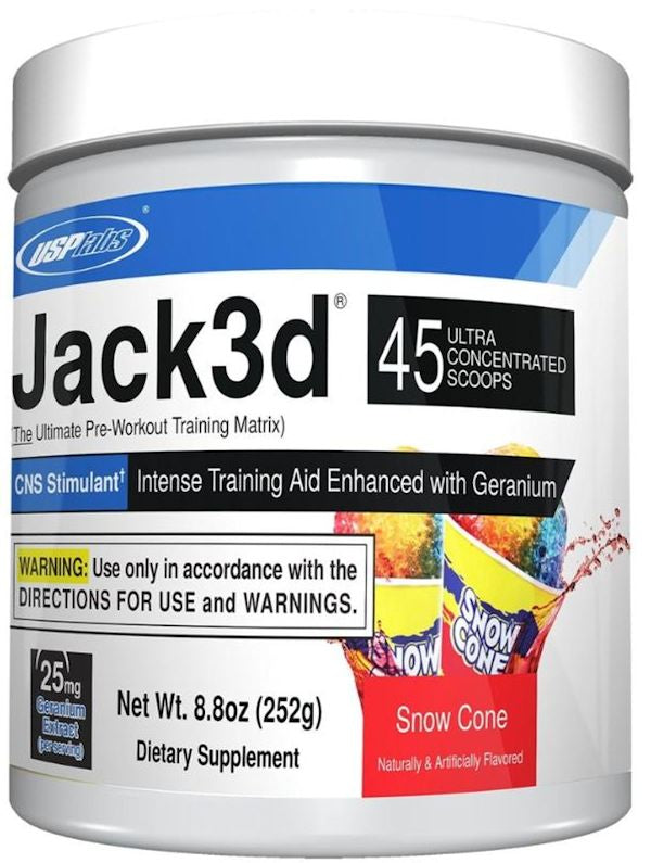 USP Labs Jack3d Hardcore Pre-Workout with DMHA snow