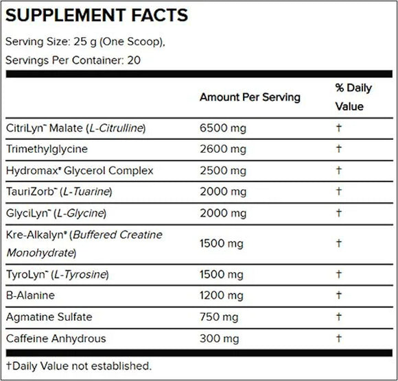 EFX K-OTIC Pre-Workout facts