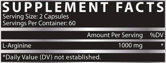 Nutrex L-Arginine 1000 120 Capsules fact
