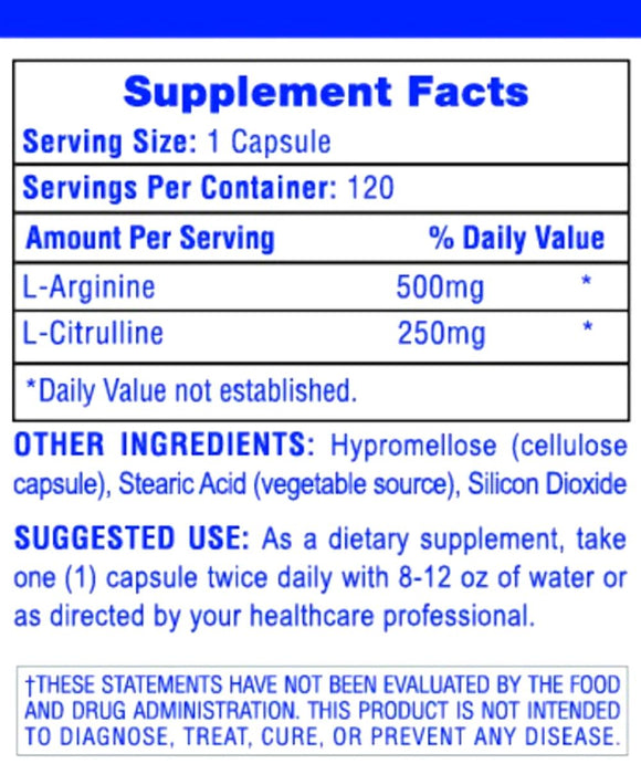 Hi-Tech Pharma L-Arginine L-Citrulline 120 facts
