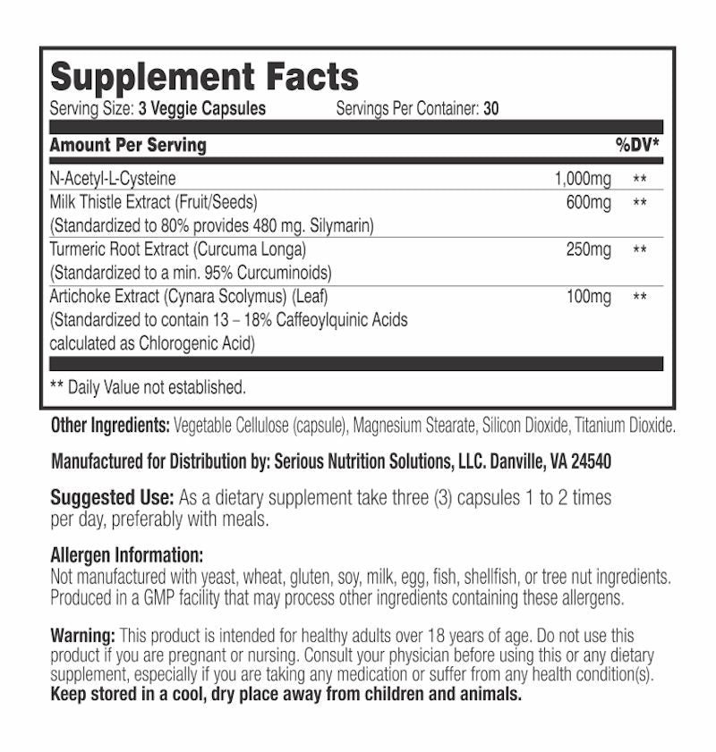 Serious Nutrition Solutions SNS Liver Assists XT 90 facts