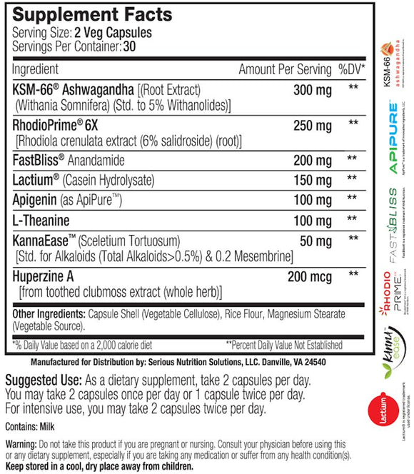 Serious Nutrition Solutions Mood Support XT facts