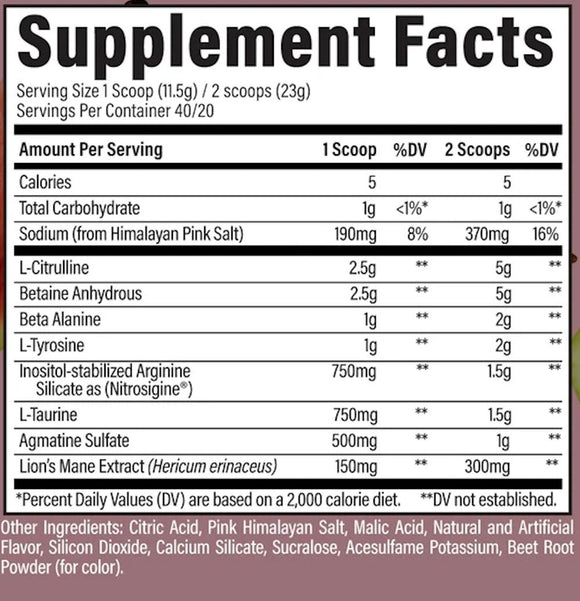 RAW Nutrition Pump Non-Stim Pre-Workout fact