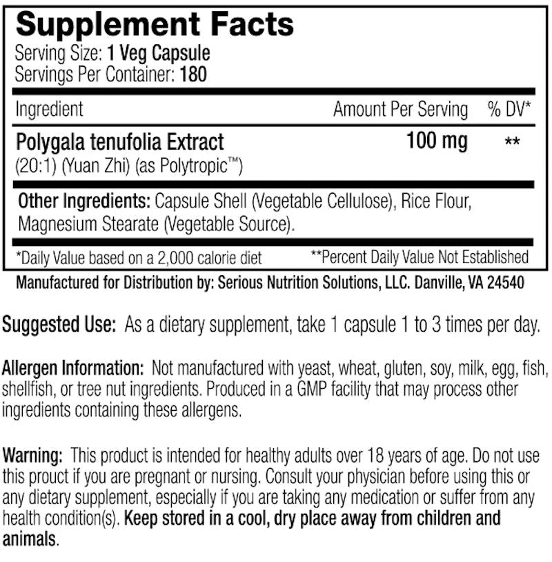 Serious Nutrition Solutions Polygala XT 180 Caps facts