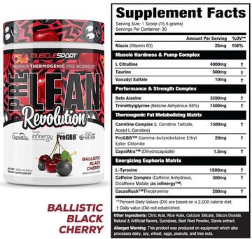 MuscleSport PreLean Revolution, High Stim, Pre-Workout, 30 Servings