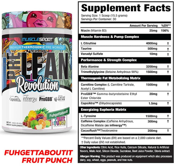 MuscleSport PreLean Revolution, High Stim, Pre-Workout, 30 Servings