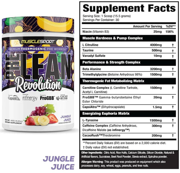 MuscleSport PreLean Revolution, High Stim, Pre-Workout, 30 Servings