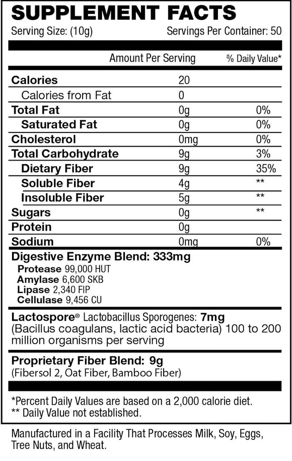 Myogenix Digestion Myogenix Pro Enzyme Fiber 50 servings fact