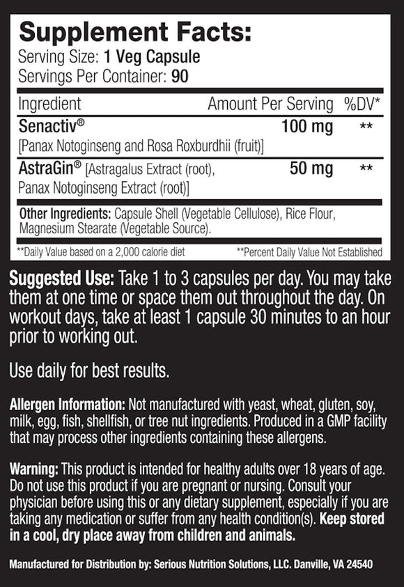 Serious Nutrition Solutions Senactiv XT SNS fact