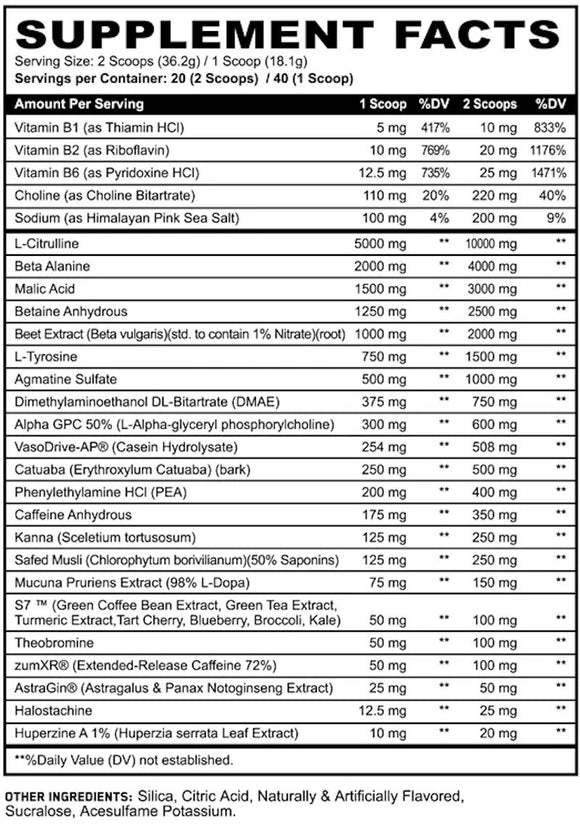 Panda Supps X Black Magic Sinister Savage Pre Workout 40 servings fact1