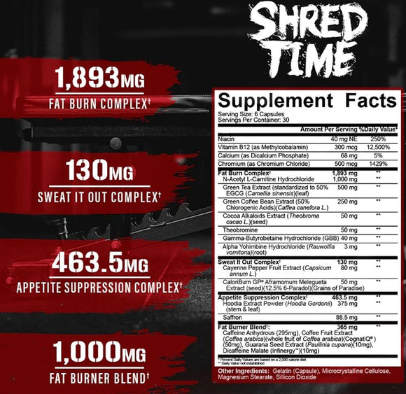 5% Nutrition Shred Time Thermogenic Fat Burner 180 Capsules