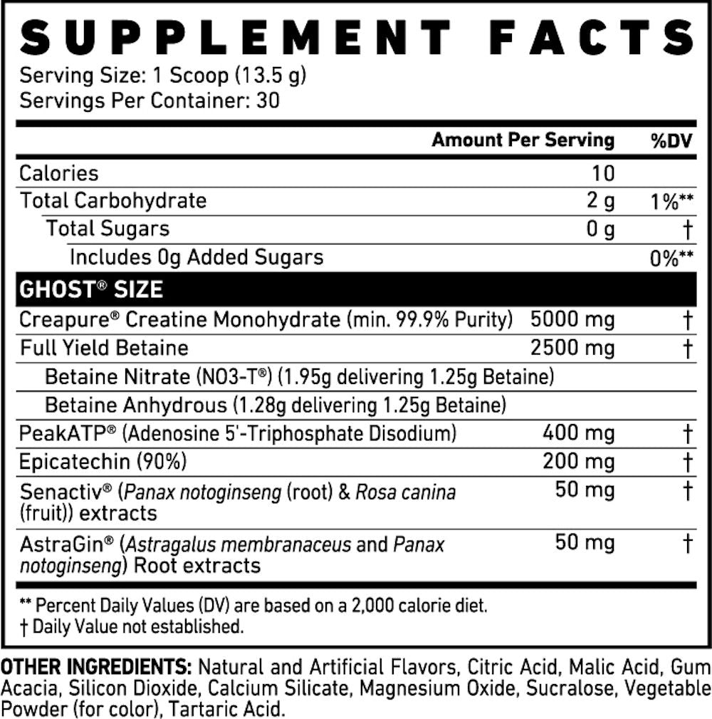 GHOST SIZE Muscle Builder Cherry Limeade fact