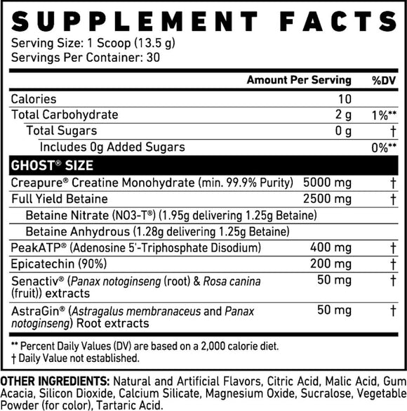 GHOST SIZE Muscle Builder Cherry Limeade fact