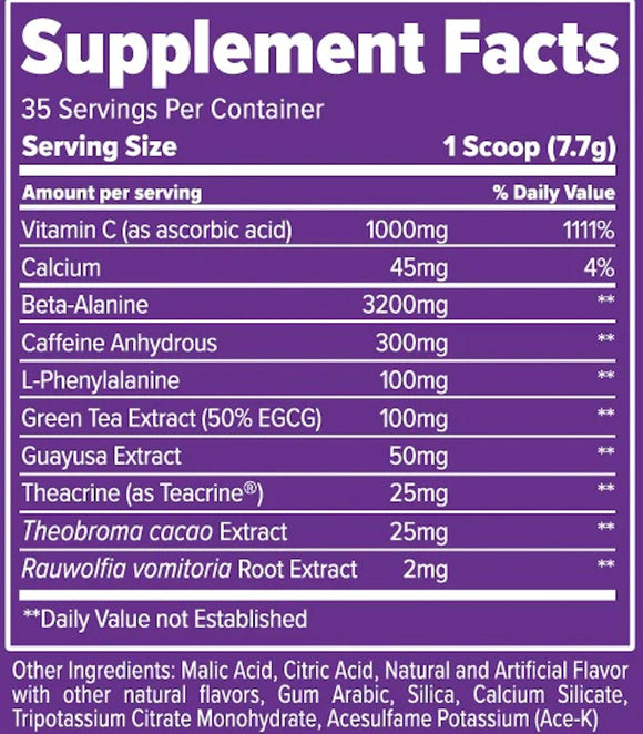 FinaFlex Stimul8 Original Pre-Workout facst
