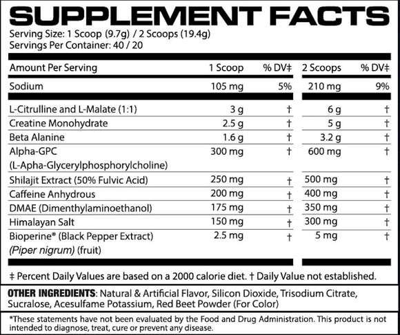 MHP STRONG AF, Pre-Workout, High Stim facts
