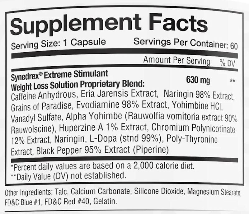 Metabolic Nutrition Synedrex 60 Capsules fact 7