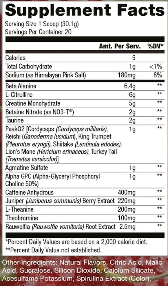 Raw Thuper Thavage Pre-Workout facts