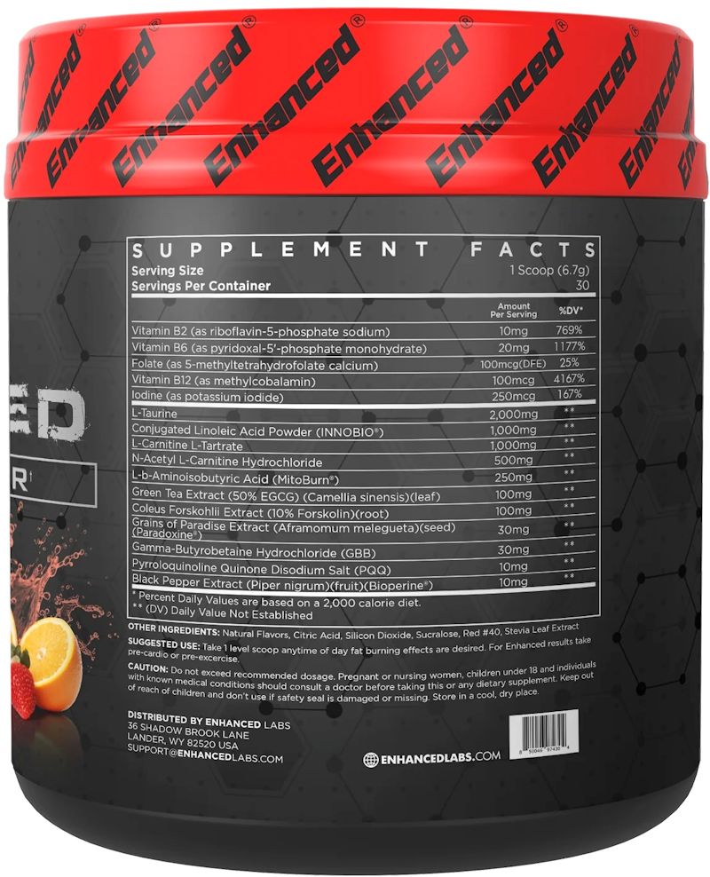 Enhanced Labs All Day Shred Fat Burner Pre-Workout 30 servings back