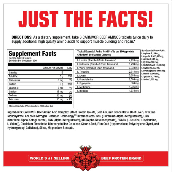 MuscleMeds Carnivor Beef Aminos fact