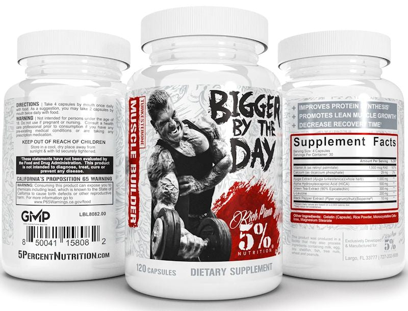 5% Nutrition Bigger By The Day Muscle Builder 120 Caps bottles