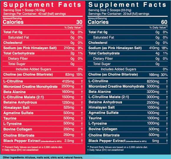 BullFit DE-CALF Pre-Workout facts