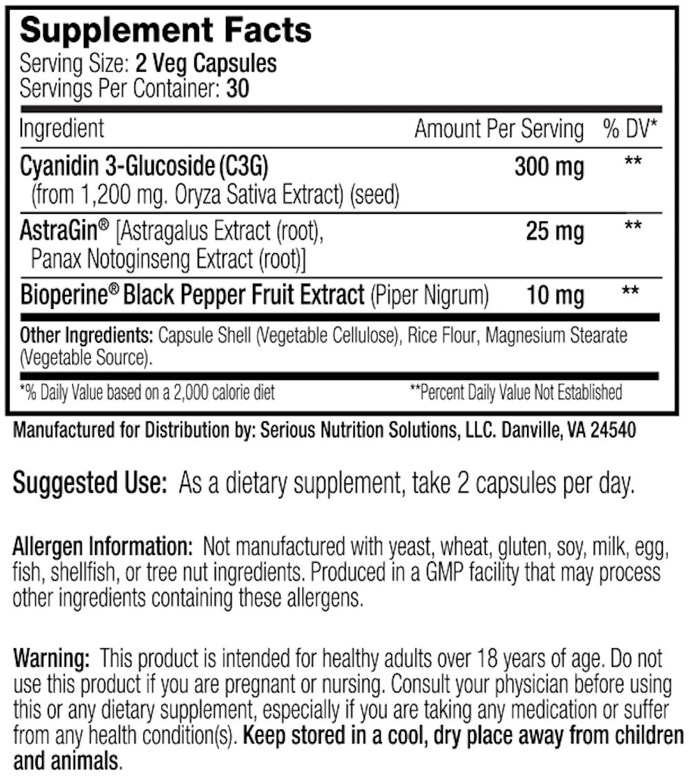 Serious Nutrition Solutions C3G XT SNS  fact