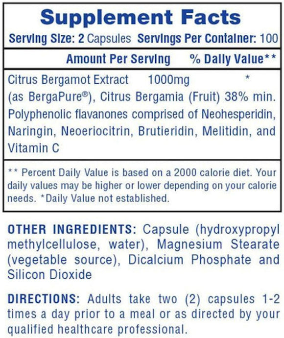 Hi-Tech Pharmaceuticals Citrus Bergamot 100 Capsules fact