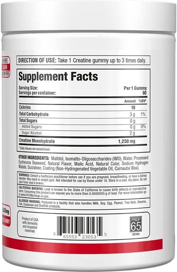 Allmax Creatine Gummies Sugar Free back