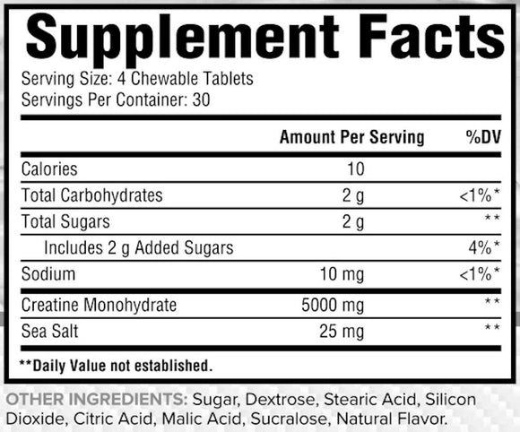 CORE Nutritionals Creatine Chews Fact