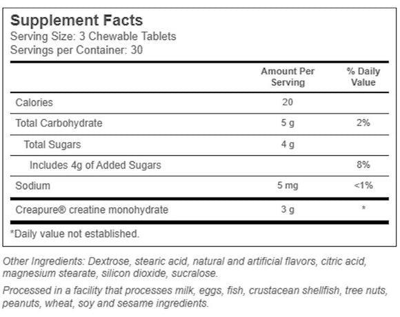 MuscleTech Creatine Chews 90 Chewable Tabs fact