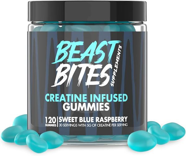 Beast Bites Creatine Gummies Sugar Free 120 ct blue raz
