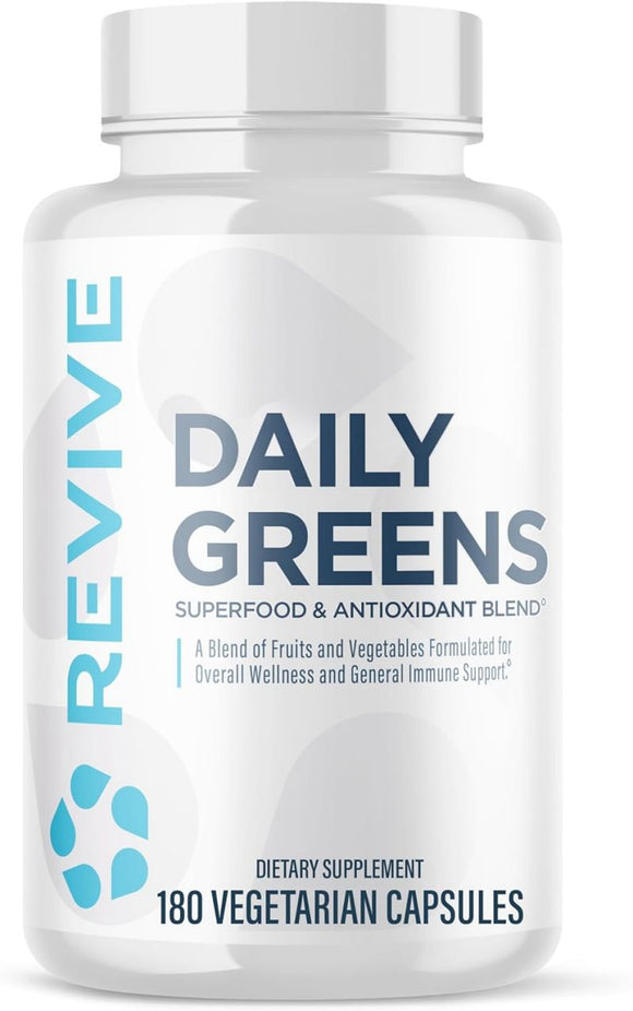 Revive Daily Greens Supplement Superfood - Antioxidant Blend 180 Capsules
